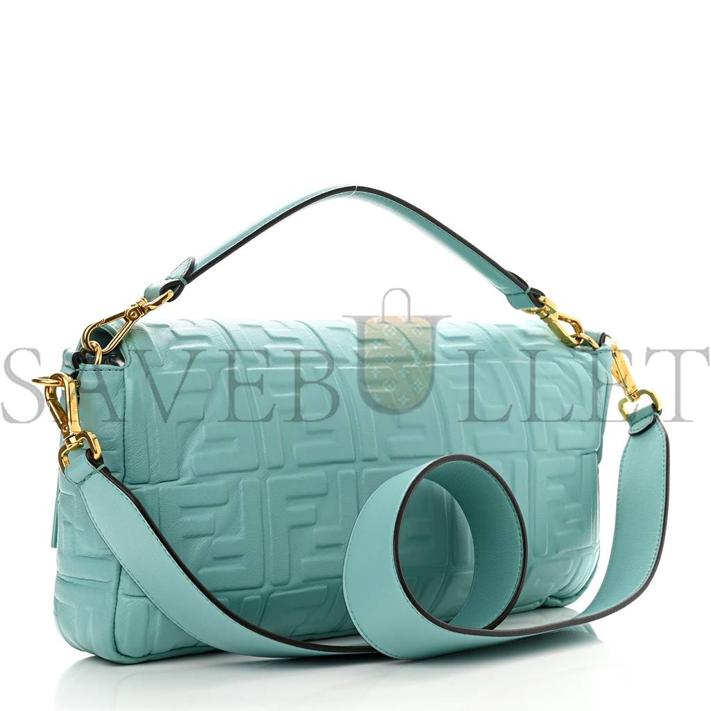 FENDI NAPPA FF 1974 EMBOSSED LARGE BAGUETTE TIFFANY (32*18*5cm) FENDI NAPPA FF 1974 EMBOSSED LARGE BAGUETTE TIFFANY (32*18*5cm)