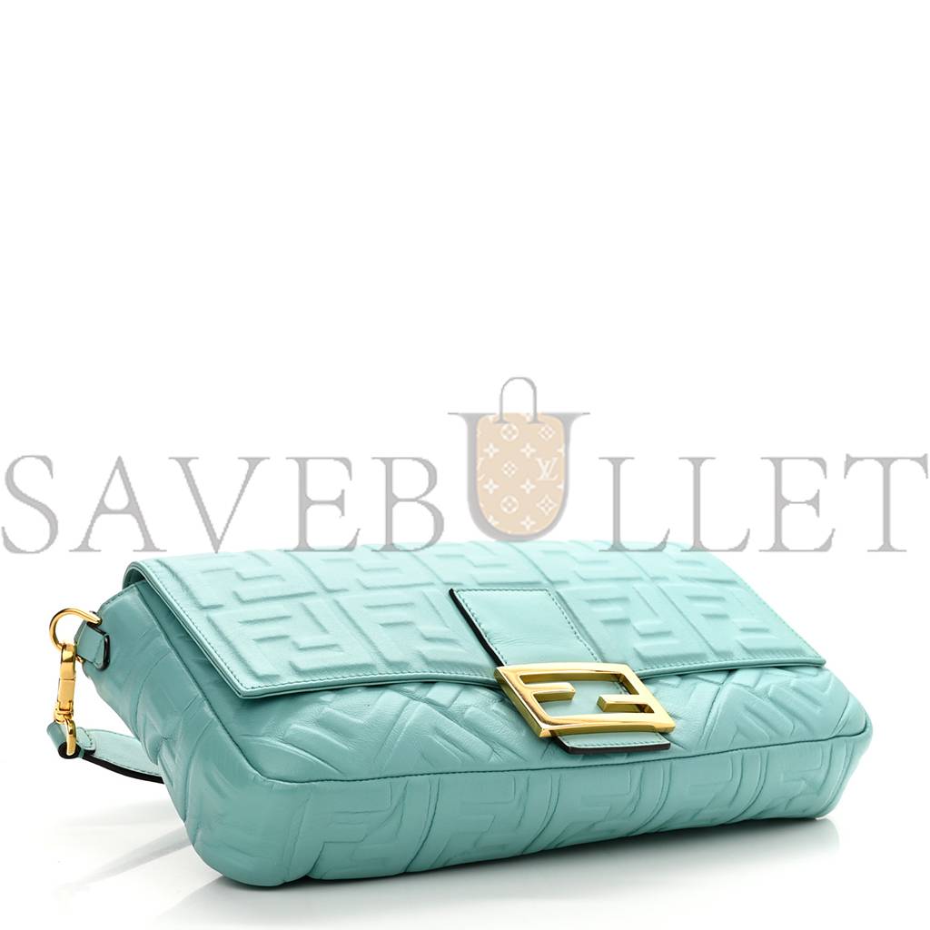 FENDI NAPPA FF 1974 EMBOSSED LARGE BAGUETTE TIFFANY (32*18*5cm) FENDI NAPPA FF 1974 EMBOSSED LARGE BAGUETTE TIFFANY (32*18*5cm)