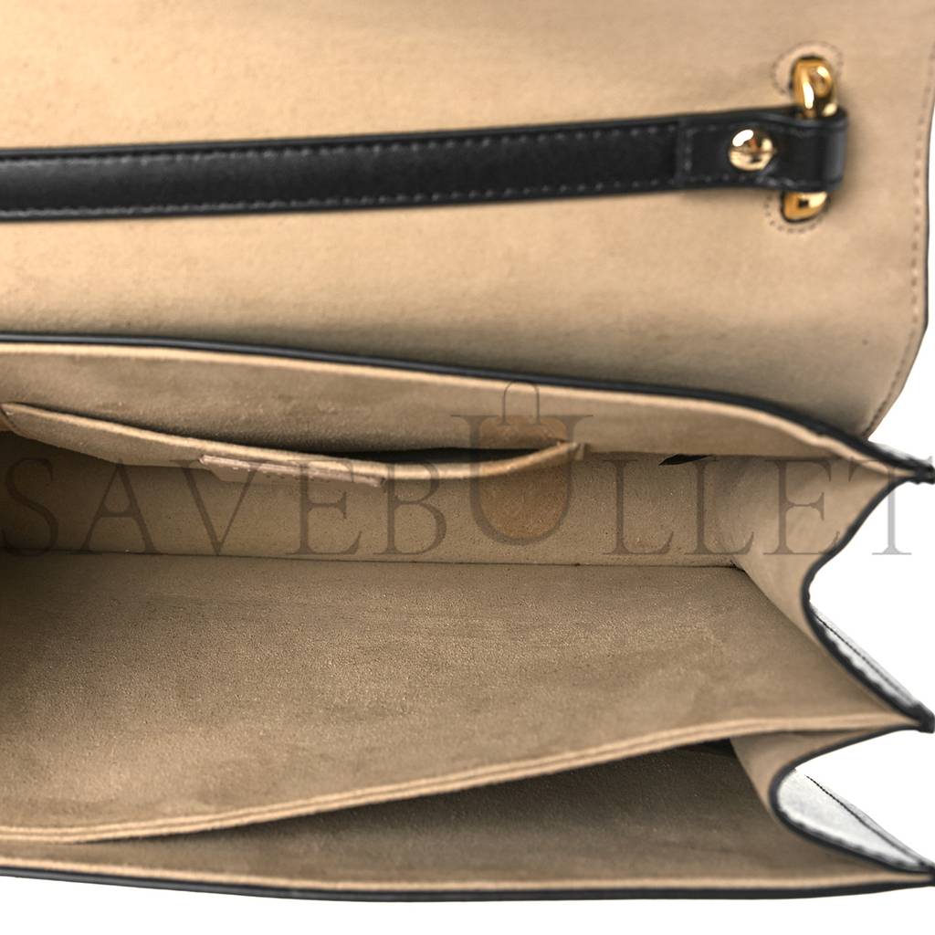 FENDI VITELLO LIBERTY BI-COLOR FF 1974 EMBOSSED CHAIN STRAP KAN U SHOULDER BAG BLACK MAYA (25*20*8cm) FENDI VITELLO LIBERTY BI-COLOR FF 1974 EMBOSSED CHAIN STRAP KAN U SHOULDER BAG BLACK MAYA (25*20*8cm)