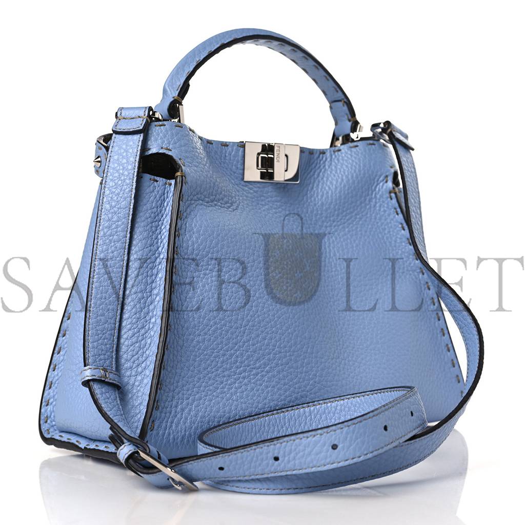 FENDI CUOIO ROMA SELLERIA CHAMOIS BI-COLOR MEDIUM PEEKABOO ICONIC ESSENTIALLY SATCHEL SKY BLUE LATTE (27*21*12cm) FENDI CUOIO ROMA SELLERIA CHAMOIS BI-COLOR MEDIUM PEEKABOO ICONIC ESSENTIALLY SATCHEL SKY BLUE LATTE (27*21*12cm)