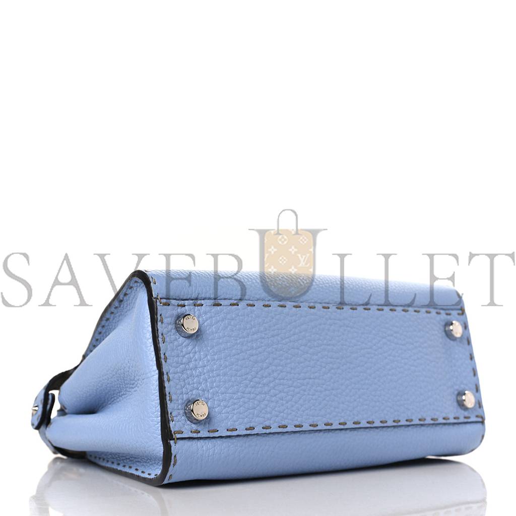 FENDI CUOIO ROMA SELLERIA CHAMOIS BI-COLOR MEDIUM PEEKABOO ICONIC ESSENTIALLY SATCHEL SKY BLUE LATTE (27*21*12cm) FENDI CUOIO ROMA SELLERIA CHAMOIS BI-COLOR MEDIUM PEEKABOO ICONIC ESSENTIALLY SATCHEL SKY BLUE LATTE (27*21*12cm)