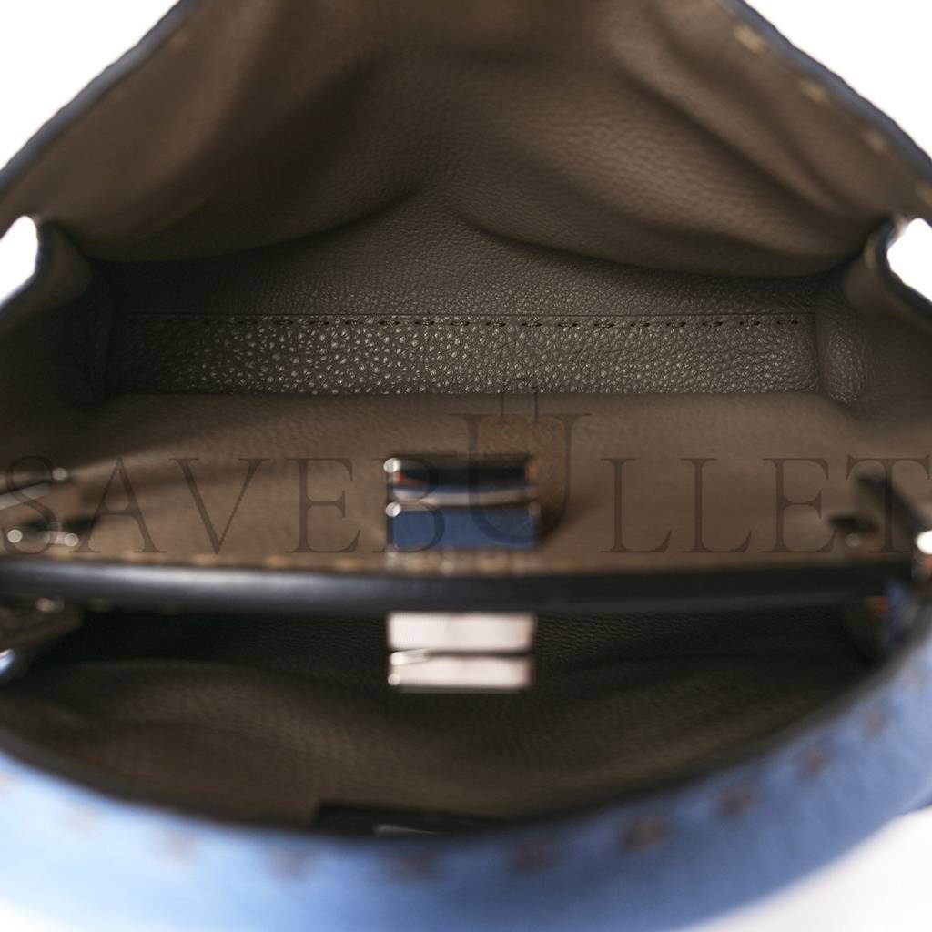 FENDI CUOIO ROMA SELLERIA CHAMOIS BI-COLOR MEDIUM PEEKABOO ICONIC ESSENTIALLY SATCHEL SKY BLUE LATTE (27*21*12cm) FENDI CUOIO ROMA SELLERIA CHAMOIS BI-COLOR MEDIUM PEEKABOO ICONIC ESSENTIALLY SATCHEL SKY BLUE LATTE (27*21*12cm)