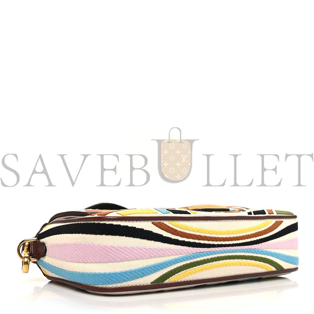 FENDI X SARA COLEMAN CANVAS VITELLO KING SETA FF FISH EYE EMBROIDERED BAGUETTE GREZZO MULTICOLOR GHIANDA (28*15*8cm) FENDI X SARA COLEMAN CANVAS VITELLO KING SETA FF FISH EYE EMBROIDERED BAGUETTE GREZZO MULTICOLOR GHIANDA (28*15*8cm)