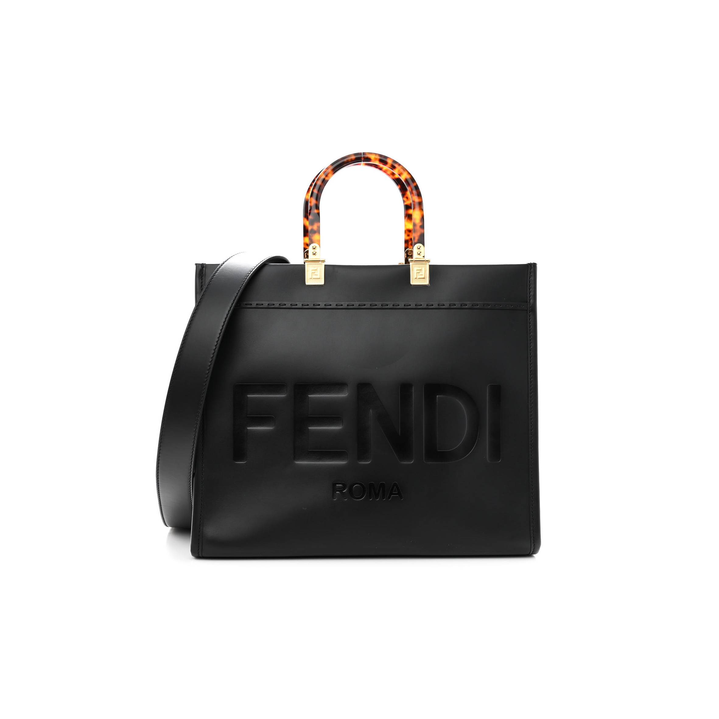 FENDI VITELLO KING PLEXIGLASS MEDIUM FENDI SUNSHINE SHOPPER TOTE BLACK (36*30*15cm) FENDI VITELLO KING PLEXIGLASS MEDIUM FENDI SUNSHINE SHOPPER TOTE BLACK (36*30*15cm)