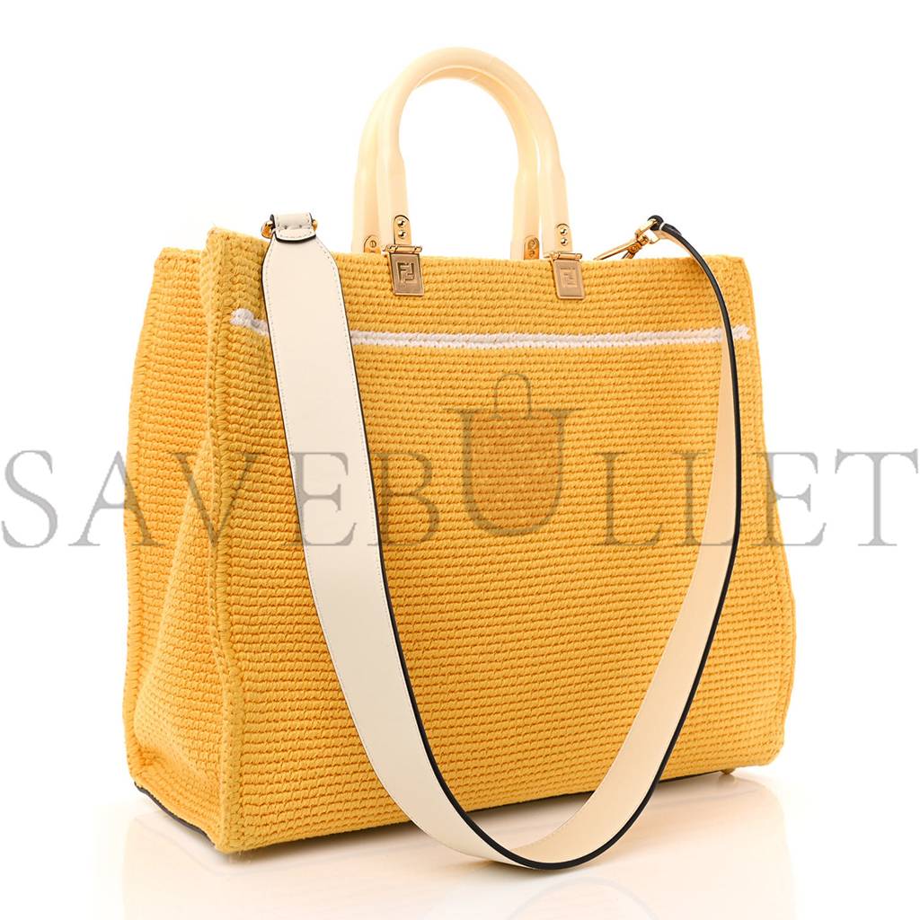 FENDI CROCHET VITELLO KING LOGO PLEXIGLASS MEDIUM FENDI SUNSHINE SHOPPER TOTE MIMOSA PANNA (36*31*15cm) FENDI CROCHET VITELLO KING LOGO PLEXIGLASS MEDIUM FENDI SUNSHINE SHOPPER TOTE MIMOSA PANNA (36*31*15cm)