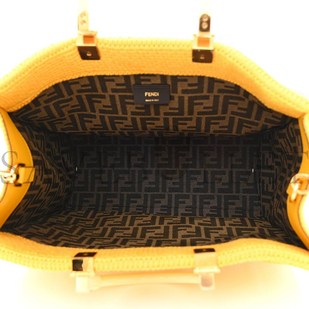 FENDI CROCHET VITELLO KING LOGO PLEXIGLASS MEDIUM FENDI SUNSHINE SHOPPER TOTE MIMOSA PANNA (36*31*15cm) FENDI CROCHET VITELLO KING LOGO PLEXIGLASS MEDIUM FENDI SUNSHINE SHOPPER TOTE MIMOSA PANNA (36*31*15cm)