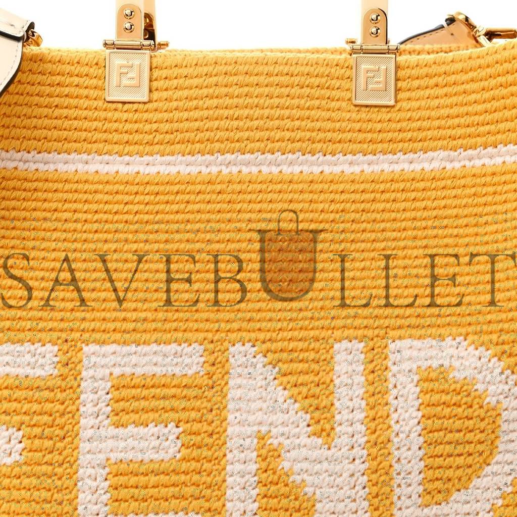 FENDI CROCHET VITELLO KING LOGO PLEXIGLASS MEDIUM FENDI SUNSHINE SHOPPER TOTE MIMOSA PANNA (36*31*15cm) FENDI CROCHET VITELLO KING LOGO PLEXIGLASS MEDIUM FENDI SUNSHINE SHOPPER TOTE MIMOSA PANNA (36*31*15cm)