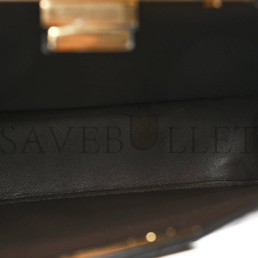 FENDI OSTRICH SHINY NAPPA SMALL PEEKABOO I SEE U SATCHEL DARK BROWN (27*20*11cm) FENDI OSTRICH SHINY NAPPA SMALL PEEKABOO I SEE U SATCHEL DARK BROWN (27*20*11cm)