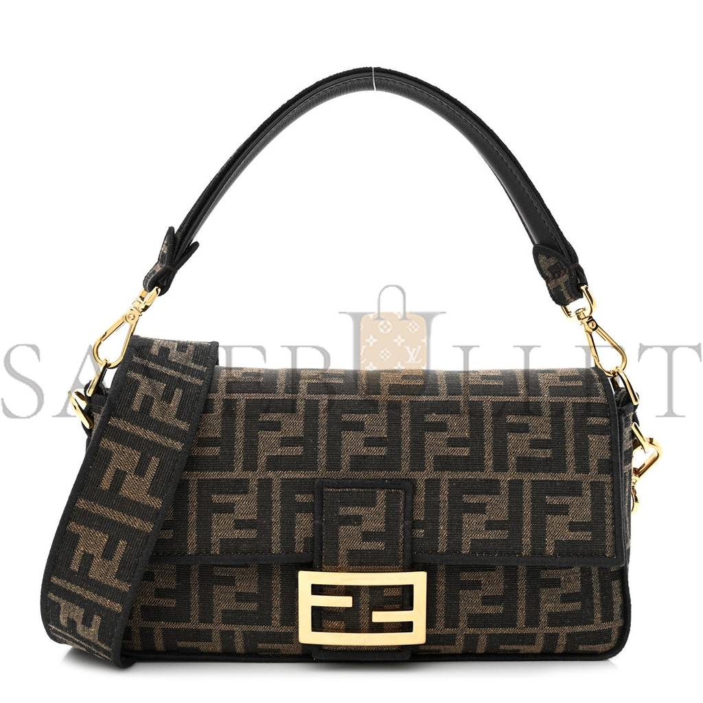 FENDI FABRIC JACQUARD FF 1974 MEDIUM BAGUETTE TOBACCO MORO BLACK (27*14*6cm) FENDI FABRIC JACQUARD FF 1974 MEDIUM BAGUETTE TOBACCO MORO BLACK (27*14*6cm)