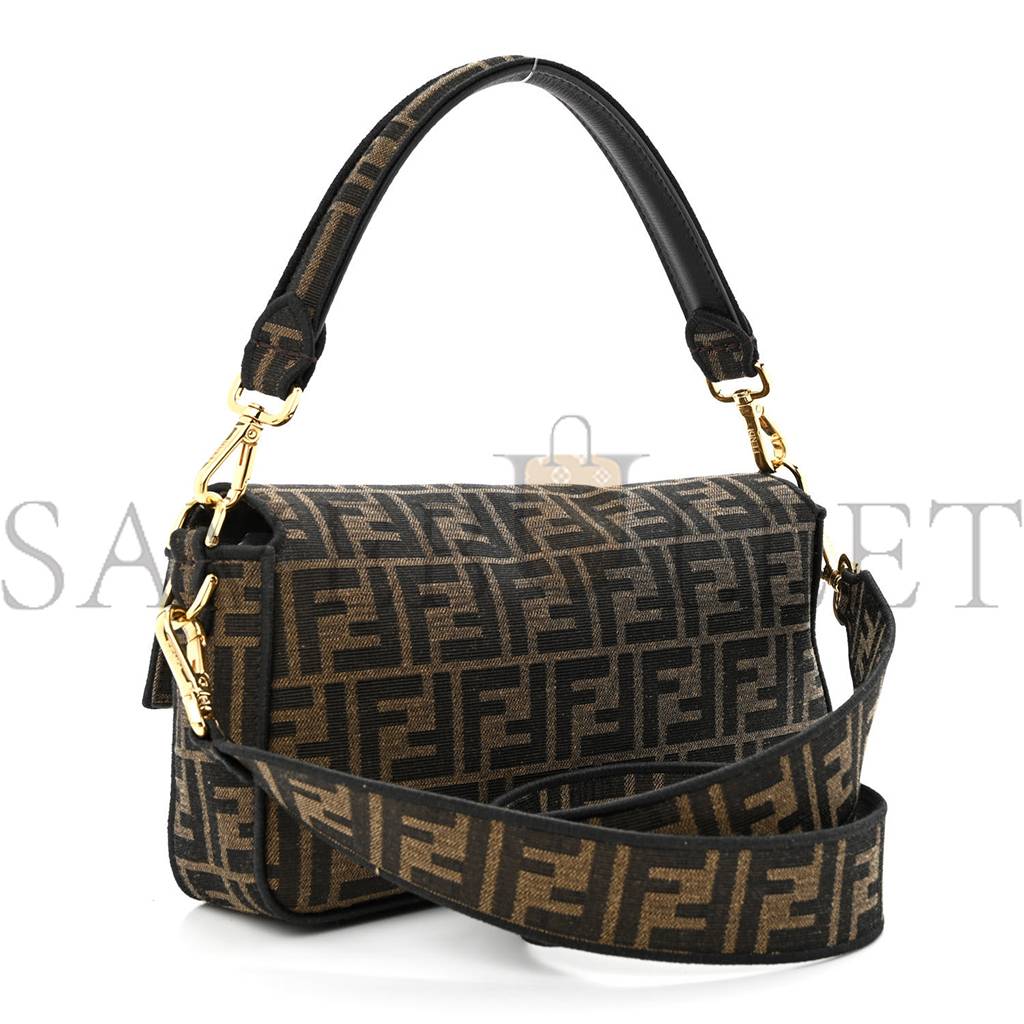 FENDI FABRIC JACQUARD FF 1974 MEDIUM BAGUETTE TOBACCO MORO BLACK (27*14*6cm) FENDI FABRIC JACQUARD FF 1974 MEDIUM BAGUETTE TOBACCO MORO BLACK (27*14*6cm)
