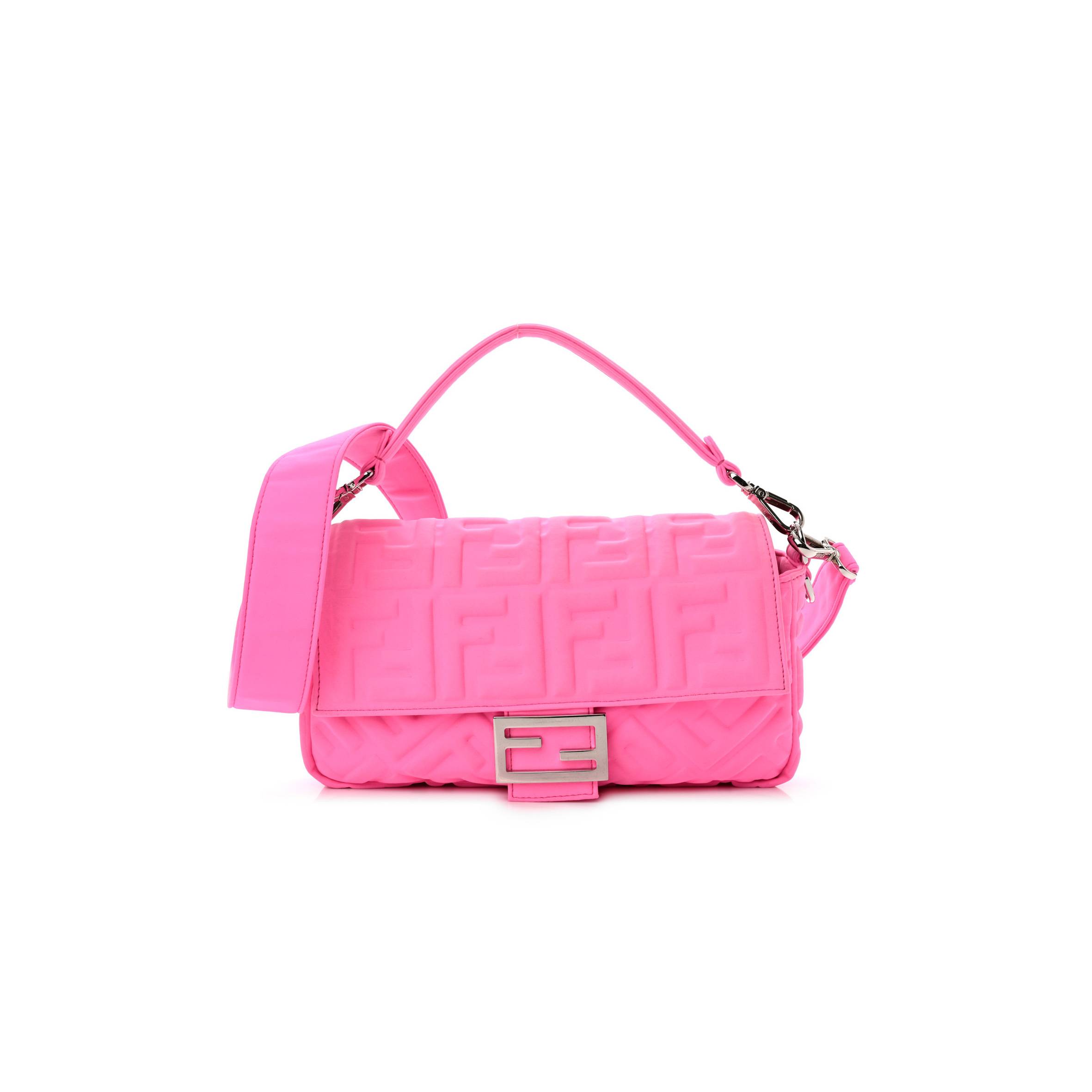 FENDI LYCRA FF 1974 EMBOSSED BAGUETTE ROSA FLUO (27*17*5cm) FENDI LYCRA FF 1974 EMBOSSED BAGUETTE ROSA FLUO (27*17*5cm)