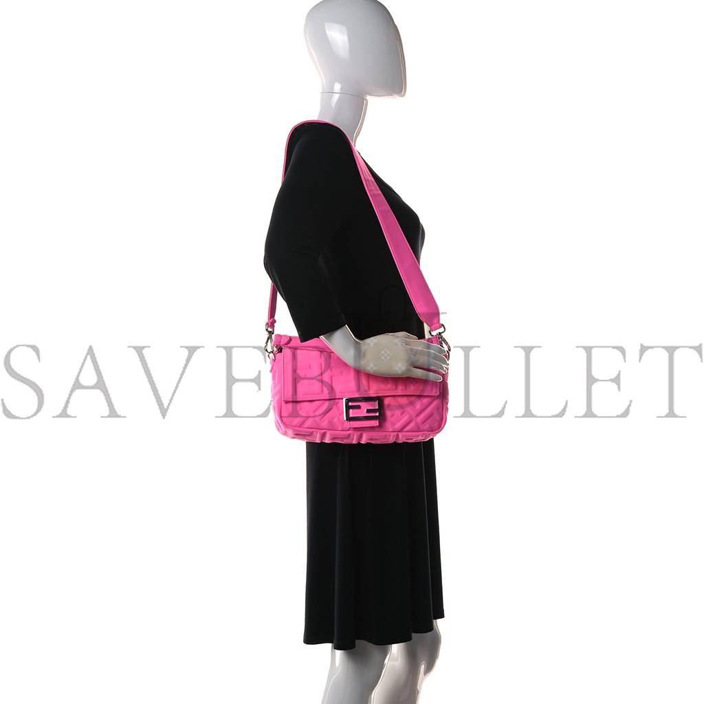 FENDI LYCRA FF 1974 EMBOSSED BAGUETTE ROSA FLUO (27*17*5cm) FENDI LYCRA FF 1974 EMBOSSED BAGUETTE ROSA FLUO (27*17*5cm)