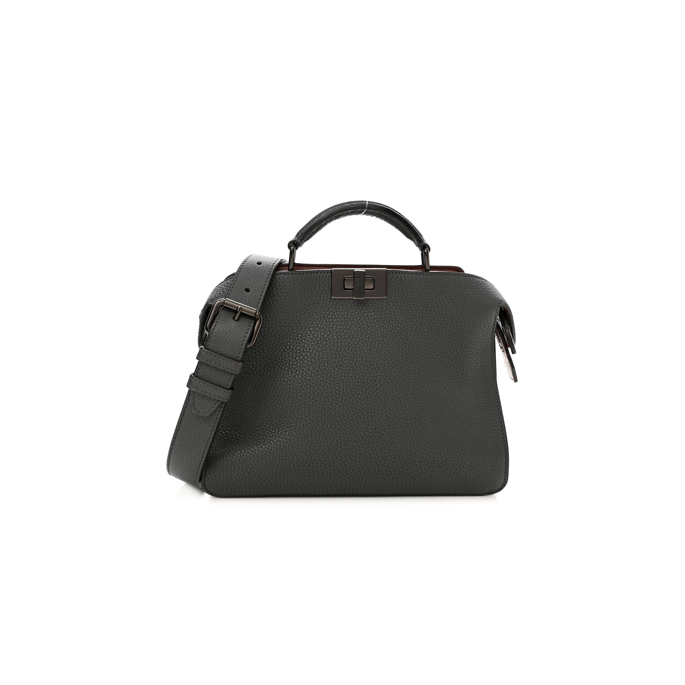 FENDI CUOIO ROMANO VITELLO GRACE LIGHT GLAZED FABRIC BI-COLOR FF 1974 MINI PEEKABOO I SEE U SATCHEL ARGILLA (25*20*9cm) FENDI CUOIO ROMANO VITELLO GRACE LIGHT GLAZED FABRIC BI-COLOR FF 1974 MINI PEEKABOO I SEE U SATCHEL ARGILLA (25*20*9cm)