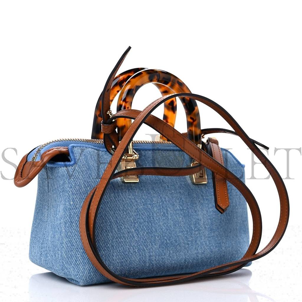 FENDI DENIM VITELLO KING PLEXIGLASS LOGO EMBROIDERED MINI BY THE WAY TOP HANDLE BOSTON BAG LIGHT BLUE (18*10*9cm) FENDI DENIM VITELLO KING PLEXIGLASS LOGO EMBROIDERED MINI BY THE WAY TOP HANDLE BOSTON BAG LIGHT BLUE (18*10*9cm)