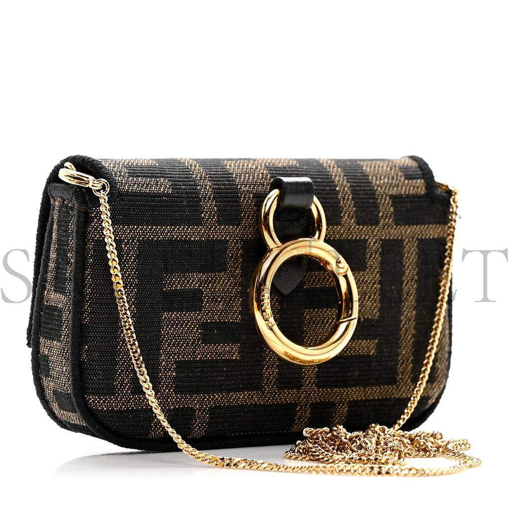 FENDI FABRIC JACQUARD FF 1974 NANO BAGUETTE CHARM TOBACCO MORO BLACK (10*6*3cm) FENDI FABRIC JACQUARD FF 1974 NANO BAGUETTE CHARM TOBACCO MORO BLACK (10*6*3cm)