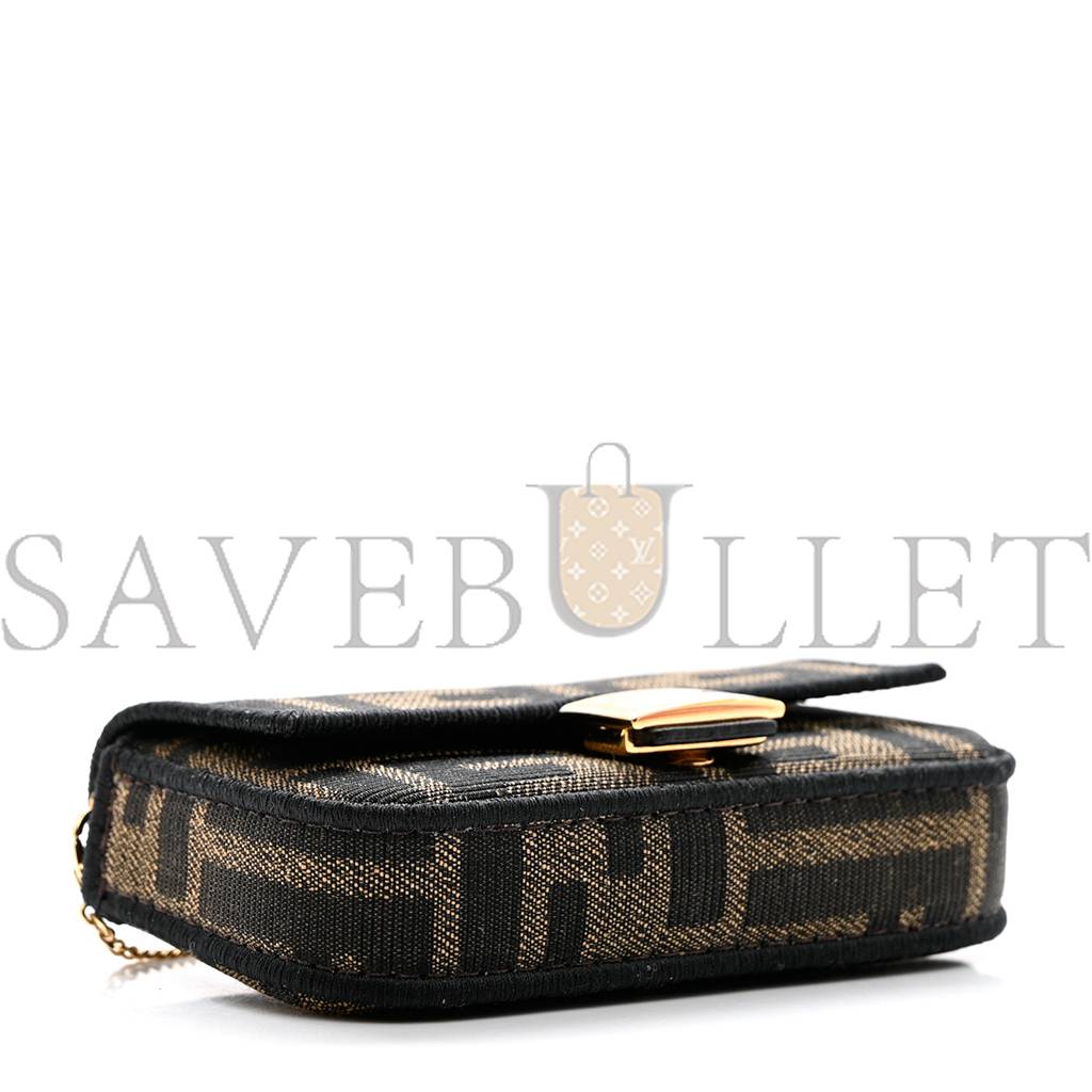 FENDI FABRIC JACQUARD FF 1974 NANO BAGUETTE CHARM TOBACCO MORO BLACK (10*6*3cm) FENDI FABRIC JACQUARD FF 1974 NANO BAGUETTE CHARM TOBACCO MORO BLACK (10*6*3cm)