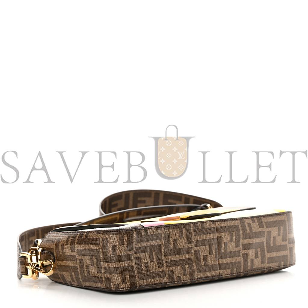 FENDI GLAZED FABRIC FF 1974 HAIRDO GIRLS INLAY BAGUETTE MOGANO PANNA MULTICOLOR (27*15*6cm) FENDI GLAZED FABRIC FF 1974 HAIRDO GIRLS INLAY BAGUETTE MOGANO PANNA MULTICOLOR (27*15*6cm)