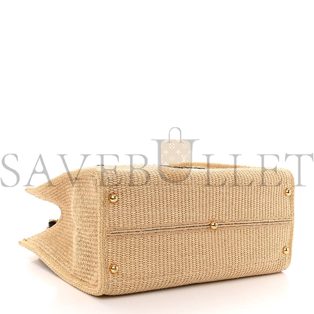 FENDI STRAW VITELLO KING PLEXIGLASS WOVEN MEDIUM FENDI SUNSHINE SHOPPER TOTE NATURAL BLACK (36*32*17cm) FENDI STRAW VITELLO KING PLEXIGLASS WOVEN MEDIUM FENDI SUNSHINE SHOPPER TOTE NATURAL BLACK (36*32*17cm)