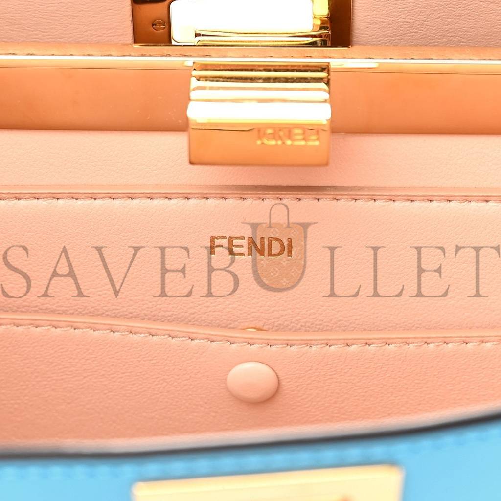FENDI VITELLO KING LUXOR SHINY NAPPA MEDIUM PEEKABOO I SEE U EAST WEST SATCHEL CYBER BLUE LIGHT ROSE (29*18*11cm) FENDI VITELLO KING LUXOR SHINY NAPPA MEDIUM PEEKABOO I SEE U EAST WEST SATCHEL CYBER BLUE LIGHT ROSE (29*18*11cm)