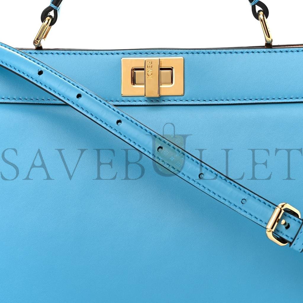 FENDI VITELLO KING LUXOR SHINY NAPPA MEDIUM PEEKABOO I SEE U EAST WEST SATCHEL CYBER BLUE LIGHT ROSE (29*18*11cm) FENDI VITELLO KING LUXOR SHINY NAPPA MEDIUM PEEKABOO I SEE U EAST WEST SATCHEL CYBER BLUE LIGHT ROSE (29*18*11cm)