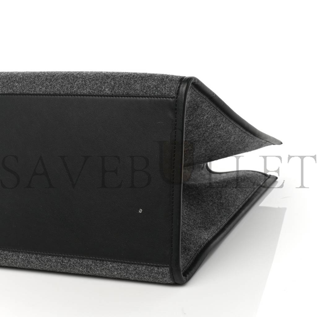 FENDI MELANGE FLANNEL PLEXIGLASS SATIN LOGO EMBROIDERED THREADED EDGE MEDIUM FENDI SUNSHINE SHOPPER TOTE GRIGIO BLACK (40*34*20cm) FENDI MELANGE FLANNEL PLEXIGLASS SATIN LOGO EMBROIDERED THREADED EDGE MEDIUM FENDI SUNSHINE SHOPPER TOTE GRIGIO BLACK (40*34*20cm)