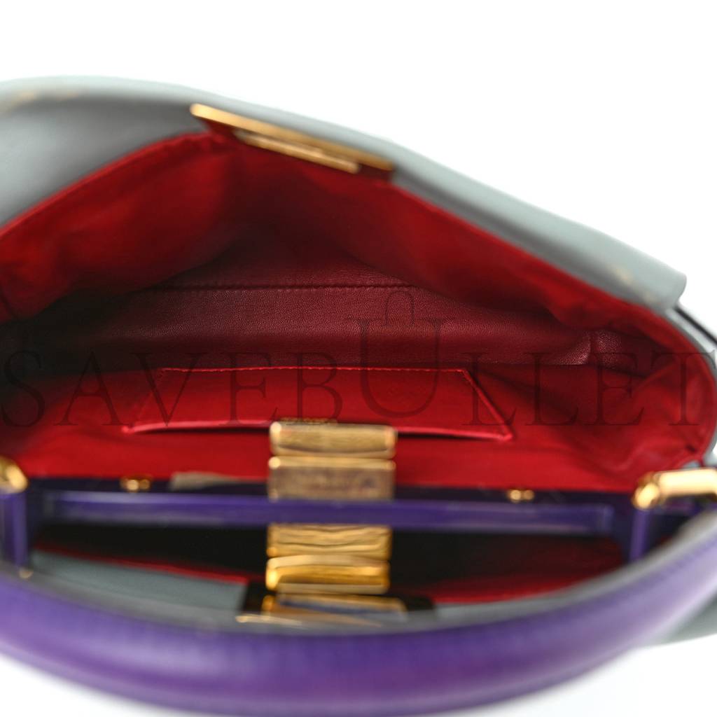 FENDI NAPPA COLORBLOCK MINI PEEKABOO ICONIC SATCHEL POLVERE PURPLE RAIN RUBY (23*17*11cm) FENDI NAPPA COLORBLOCK MINI PEEKABOO ICONIC SATCHEL POLVERE PURPLE RAIN RUBY (23*17*11cm)