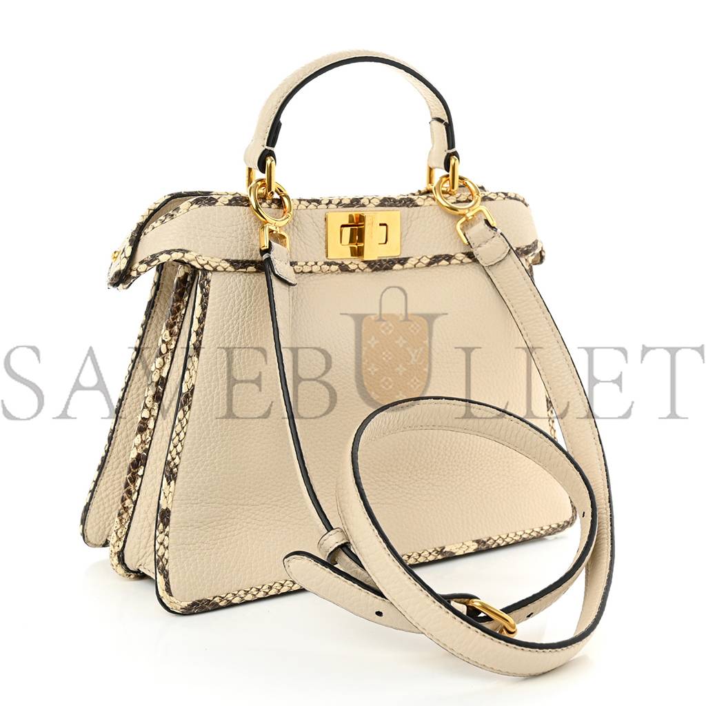 FENDI CUOIO ROMANO ELAPHE CHAMOIS PYTHON PRINT SMALL PEEKABOO I SEE U SATCHEL CAMELIA (27*20*11cm) FENDI CUOIO ROMANO ELAPHE CHAMOIS PYTHON PRINT SMALL PEEKABOO I SEE U SATCHEL CAMELIA (27*20*11cm)