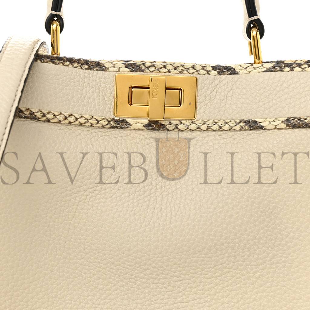 FENDI CUOIO ROMANO ELAPHE CHAMOIS PYTHON PRINT SMALL PEEKABOO I SEE U SATCHEL CAMELIA (27*20*11cm) FENDI CUOIO ROMANO ELAPHE CHAMOIS PYTHON PRINT SMALL PEEKABOO I SEE U SATCHEL CAMELIA (27*20*11cm)