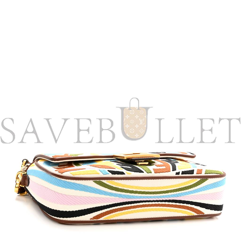 FENDI X SARA COLEMAN CANVAS VITELLO KING SETA FF FISH EYE EMBROIDERED BAGUETTE GREZZO MULTICOLOR GHIANDA (28*16*6cm) FENDI X SARA COLEMAN CANVAS VITELLO KING SETA FF FISH EYE EMBROIDERED BAGUETTE GREZZO MULTICOLOR GHIANDA (28*16*6cm)