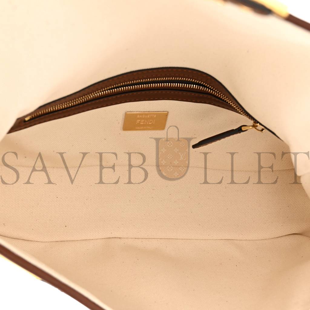 FENDI X SARA COLEMAN CANVAS VITELLO KING SETA FF FISH EYE EMBROIDERED BAGUETTE GREZZO MULTICOLOR GHIANDA (28*16*6cm) FENDI X SARA COLEMAN CANVAS VITELLO KING SETA FF FISH EYE EMBROIDERED BAGUETTE GREZZO MULTICOLOR GHIANDA (28*16*6cm)
