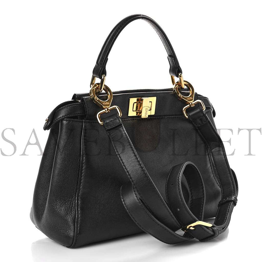 FENDI NAPPA MINI PEEKABOO ICONIC SATCHEL BLACK (23*19*11cm) FENDI NAPPA MINI PEEKABOO ICONIC SATCHEL BLACK (23*19*11cm)