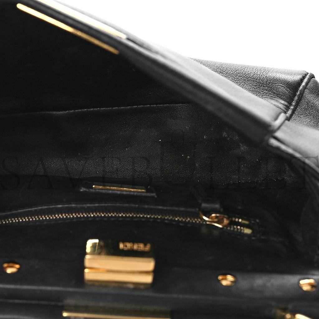 FENDI NAPPA MINI PEEKABOO ICONIC SATCHEL BLACK (23*19*11cm) FENDI NAPPA MINI PEEKABOO ICONIC SATCHEL BLACK (23*19*11cm)