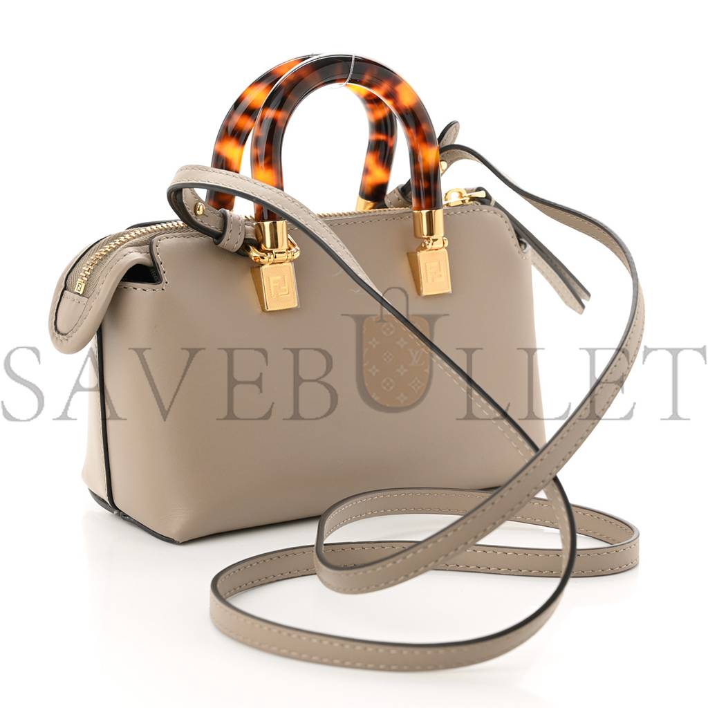 FENDI VITELLO KING PLEXIGLASS LOGO EMBOSSED MINI BY THE WAY TOP HANDLE BOSTON BAG TORTORA (18*11*8cm) FENDI VITELLO KING PLEXIGLASS LOGO EMBOSSED MINI BY THE WAY TOP HANDLE BOSTON BAG TORTORA (18*11*8cm)