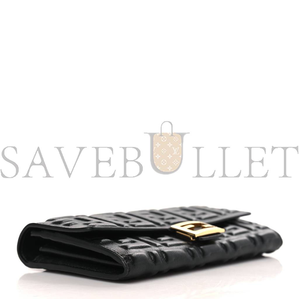 FENDI NAPPA FF EMBOSSED CONTINENTAL WALLET BLACK (19*10*3cm) FENDI NAPPA FF EMBOSSED CONTINENTAL WALLET BLACK (19*10*3cm)