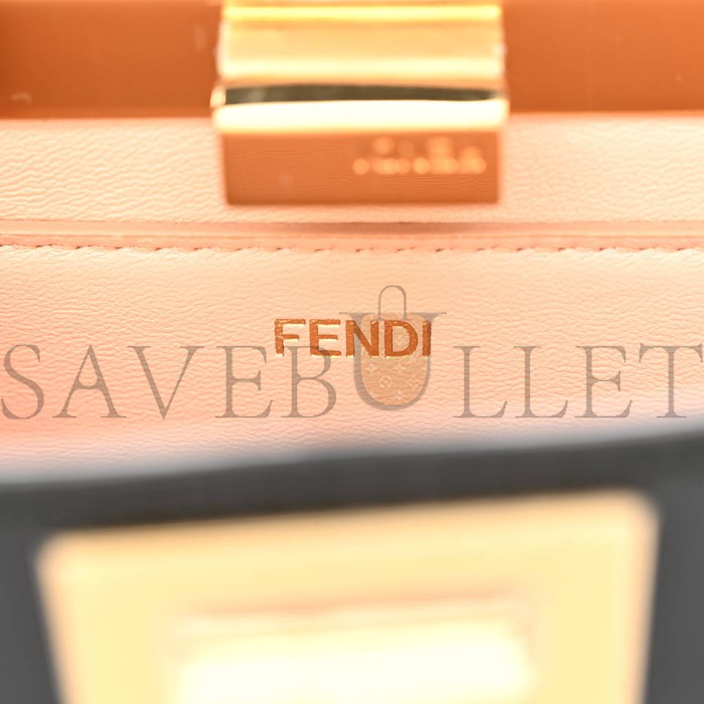 FENDI VITELLO KING LUXOR SHINY NAPPA MEDIUM PEEKABOO I SEE U EAST WEST SATCHEL BLACK LIGHT ROSE (29*18*11cm) FENDI VITELLO KING LUXOR SHINY NAPPA MEDIUM PEEKABOO I SEE U EAST WEST SATCHEL BLACK LIGHT ROSE (29*18*11cm)